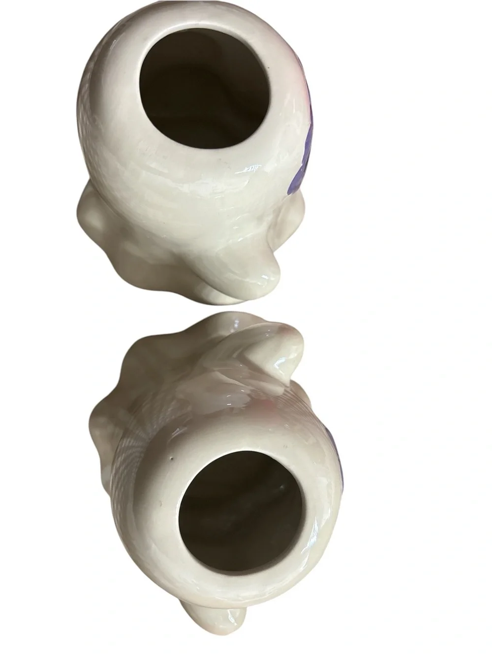 Kohl's White Ceramic Ghost with Purple Flower Sunglasses & LED pumpkin 🎃 candle